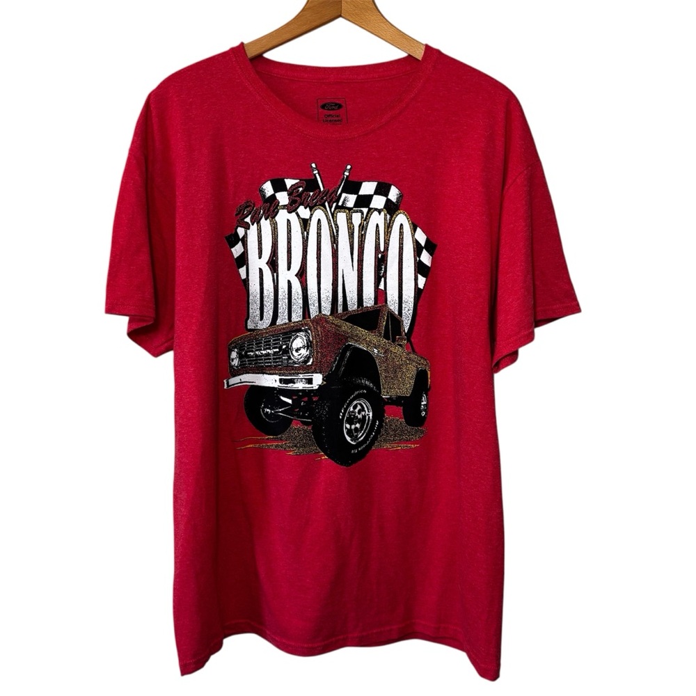 Ford Bronco Rare Breed vintage-style teeshirt in red. Men’s Large
